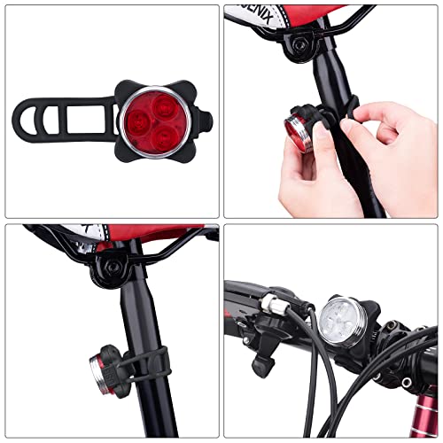 4 Pack Usb Rechargeable Bike Light Set, Super Bright Front Headlight And Rear Led Bicycle Light, Bike Headlight, Bike Safety Light, 4 Light Mode Options, 650Mah Lithium Battery, Ipx4 Waterproof #TOP5