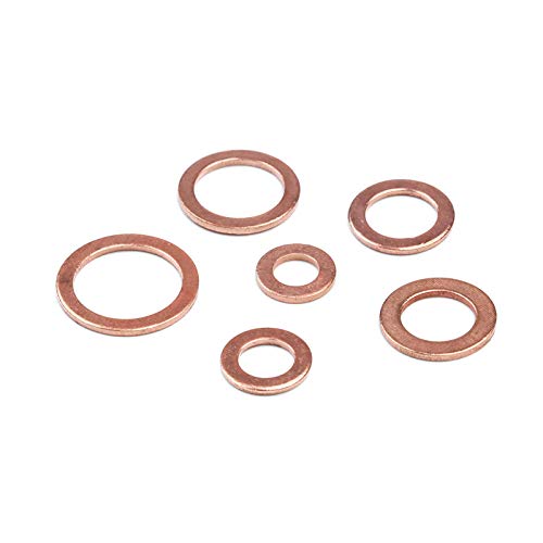 120Pcs M5/M6/M8/M10/M12 Copper Sealing Washer for Boat Crush Washer Flat Seal Ring Fitting Kit