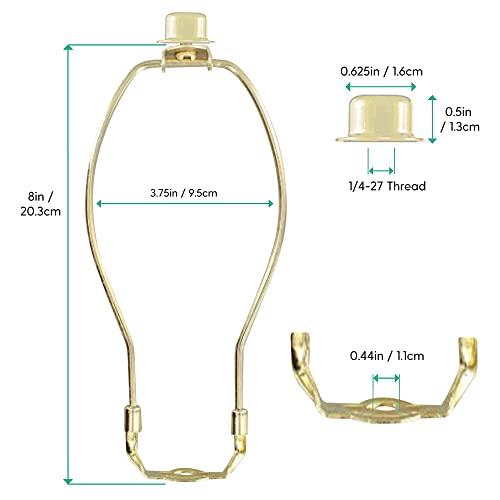 I Like That Lamp Complete Lamp Harp Set (1 Pack) - Brass 8" Harp (Suitable For 9" To 10" Lampshade) - Includes Harp, Saddle Holder Base And Finial - Harp Lamp Converter For Table And Floor Lamps #TOP4