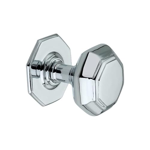Infinity Decor Large Octagonal Centre Door Knob 80mm - Solid Brass Pull Handle in Polished Chrome for External Doors