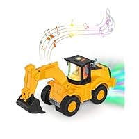 Digger toys, Tractor Toy, Digger Toys for 3+ Year Olds, Disco Digger for Boys and Girls, Toys for 3,4,5,6,7,8 Year Old Boys, Light up Digger Truck Construction Toy for Kids Christmas Birthday Gift