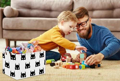 Image of Batman Basket Kids Storage Basket Cute Basket Empty Toy Storage Bin Organizer Box Rectangular Room Decor for Home Books(Black bats)