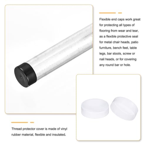 Image of uxcell 4pcs Rubber End Caps 175mm (6 7 /8 Inch) ID x 80mm(3 1 /8 Inch) H Vinyl Round End Cap Cover Screw Thread Protectors Clear