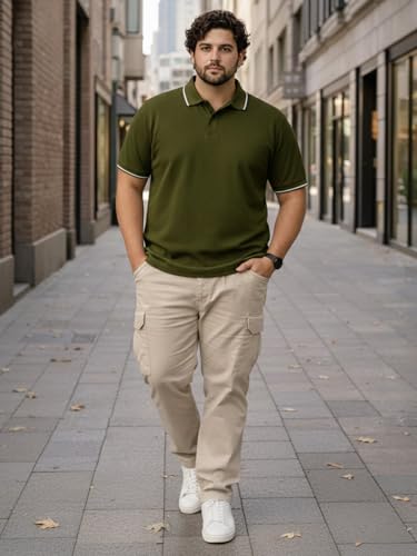 Image of Veirdo Men's Classic Fit Plus Size Polo T-Shirt, Half Sleeve, Stylish Cotton Tee, Formal & Casual Wear, Comfortable & Durable (3XL-5XL)