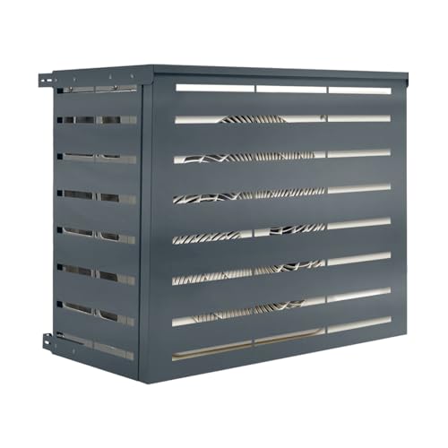IDMarket - Cache climatiseur en métal Gris Anthracite Protection unité extérieur 110 x 55 x 80 cm