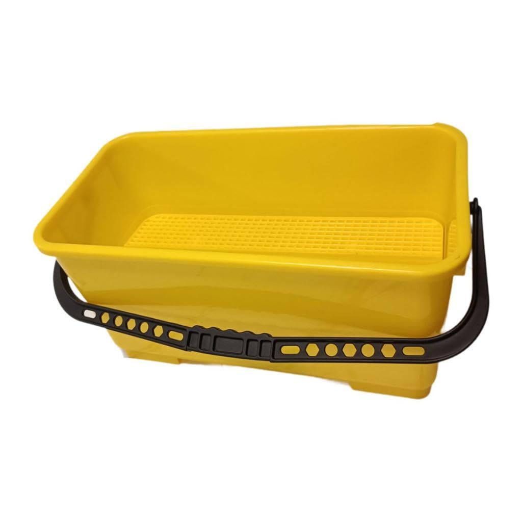 Cubo Rectangular con Ruedas, Balde Portátil, Cubo de Profesional de 24 litros con Escurridor para Limpieza de Suelos, Escuela, Amarillo, Individual