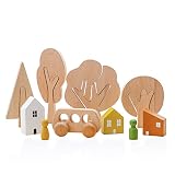 JETM·HH Wooden Tree Toy Set - Sorting Stacking Balancing Stone Rocks - Stacking Toys for Toddlers 1-