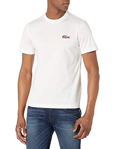 Lacoste Men's Short Sleeve National Geographic Croc T-Shirt, White/Leopard, X-Large