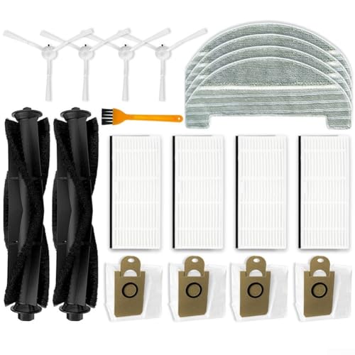 Accessories Kit for Ultenic T10 vacuum cleaner, 2 Main Brushes, 4 Filters, 4 Side Brushes, 4 Mop for PADS, 4 Dust Bags and 1 cleaning brush, Robot Vacuum Cleaner Accessories