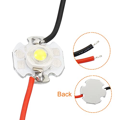 PATIKIL 0.6" LED Chip Bulb, 5 Pack 700mA 3W COB Light Beads Light Copper Bracket with Wire for DIY Lighting Fixtures White 6000-6500K - Image 4