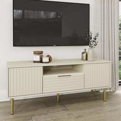 GFW Nervata TV Unit Modern Storage Media Entertainment Living Bedroom Ivory