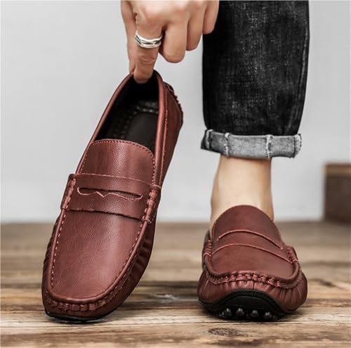 Loafers for Men Square Toe Leather Driving Loafers Flat Heel Resistant Anti-Slip Outdoor Slip On4