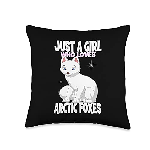 Arctic Fox Ice Fox Vixen Kids Outfit Just Loves Arctic Kids Girl Fox Throw Pillow, 16x16, Multicolor