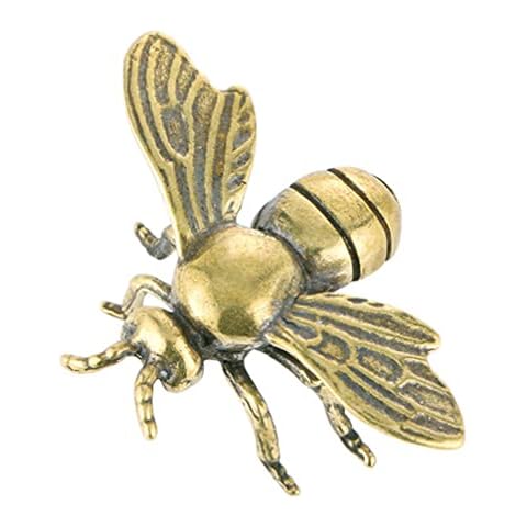IMIKEYA Gold Bee Figurines: Vintage Brass Bee Statues Decorative Brass Animal Ornament DIY Craft Small Brass Metal Bee Desktop Ornament for Rustic Office Home Decor Wall Art Gift Cover