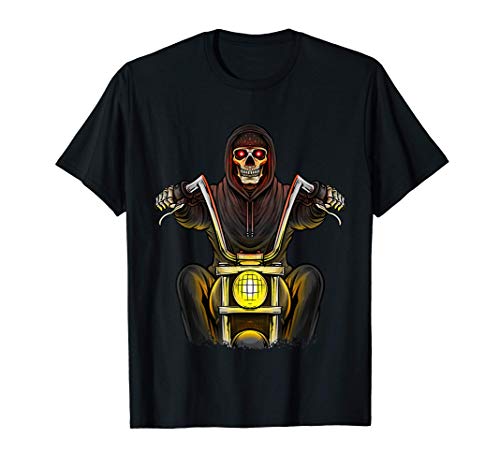 Edgy Skull Biker Cool Graphic Design Motorcycle Rider Maglietta