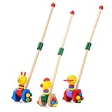 FUNOMOCYA 2 Piezas Andadores de Madera para Bebés de Correpasillos Desmontables con Diseño de y Gallina Juguetes Educativos para Bebés de Meses Carrito de Empuje Seguro y Duradero