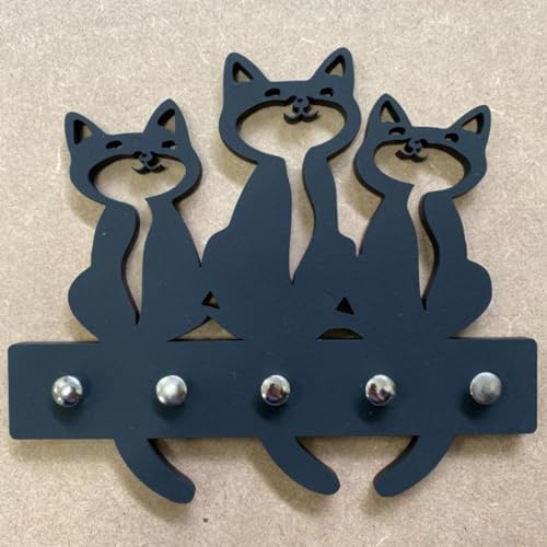 Artpical, Porta Chaves Criativo Decorativo Desenho 03 Gatos Preto MDF