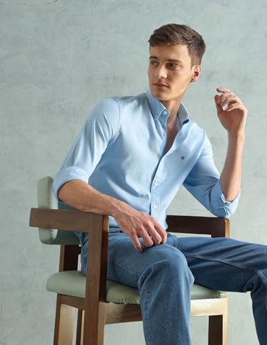 Image of Arrow Sport Men Slim fit Cotton Solid Long Sleeves Button-Down Collar Shirt