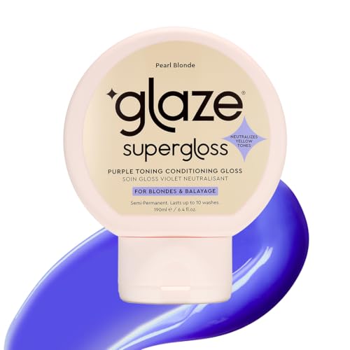 GLAZE SUPERGLOSS PURPLE TONING GLOSS: Hydrating, toning gloss for blonde, bleached & highlighted hair. Neutralizes yellow tones, boosts shine, conditions in 10 minutes - 6.4 fl oz - Pearl Blonde