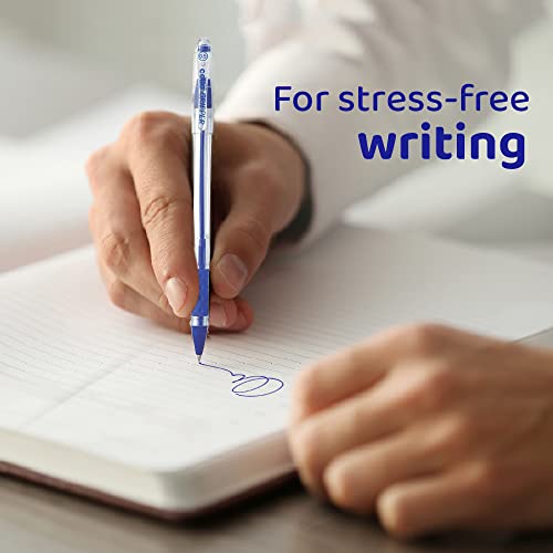 Image of Cello Gripper Ball Pen | Jar of 25 | Blue Ink | Smooth Writing | Exam Pens With Grip | Set for School and Office Stationery | Comfortable Writing (Pack of 2)