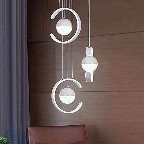 Lampe D28cm suspension moderne en acrylique blanc chic TQHGM
