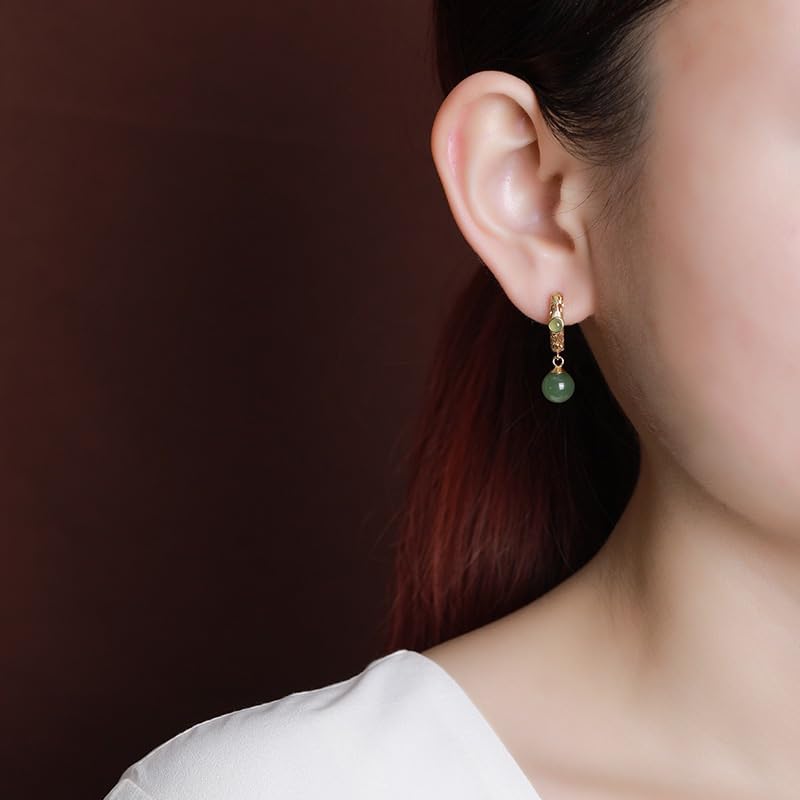 Boucles d'oreilles clips sans perçage nuage or et pierre verte - 6
