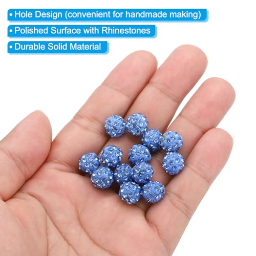 PATIKIL 10mm Rhinestone Clay Beads for Jewelry Making 60 Pack Round Ball Polymer Clay Crystal Charm Beads for Craft Decor Necklace Chain Bracelets DIY Blue - Image 4