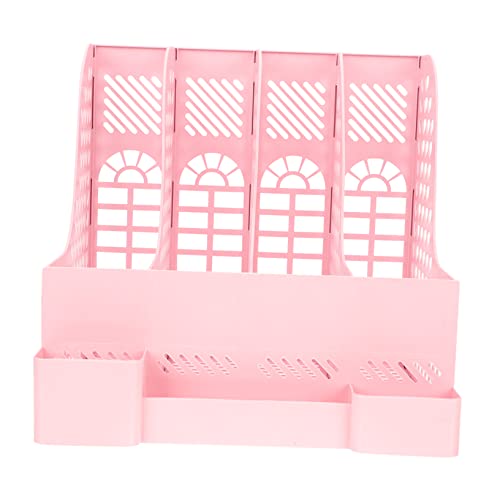 Organisateur de documents plastique rose avec trieur multi-compartiments