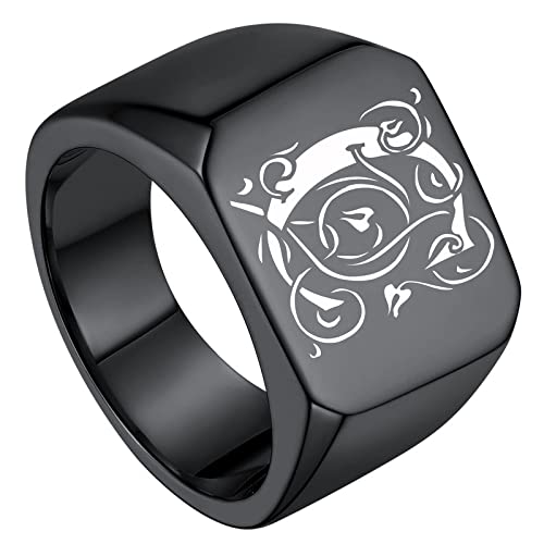 ChainsHouse Screw Band Biker Ring for Men Women, Black Metal/18K Gold Plated Stainless Steel Jewelry Hexagon Geometric Ring, Size 7-14(with Gift Box) a-Steel 7