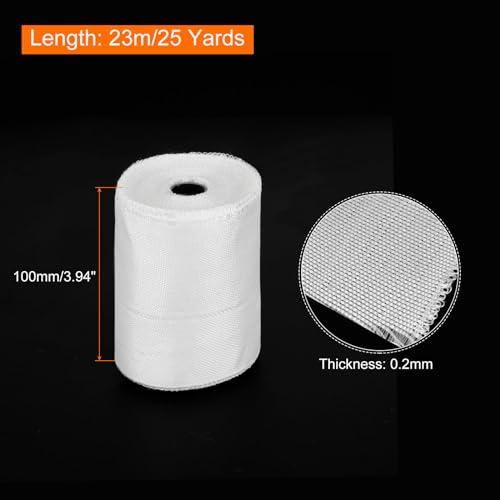 Image of MECCANIXITY 1pcs Fiberglass Cloth Tape 23m(25 Yard) x100mmx0.2mm C Glass Fiber Fiberglass Mesh Glass Fiber Mesh Woven Fiberglass Fabrics Insulation Tape for Reinforcement Repair