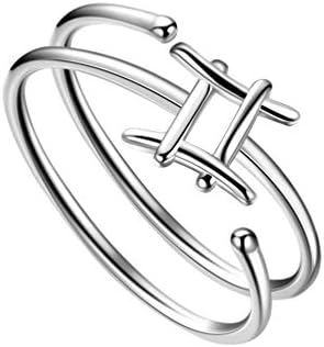 Adjustable 12 Constellation Zodiac Ring for Women Girls Gold Plated Over 925 Sterling Silver Horoscope Ring Celestial Statement Open Ring Zodiac Jeweller Gifts for Birthday Christmas Day Gifts for Her