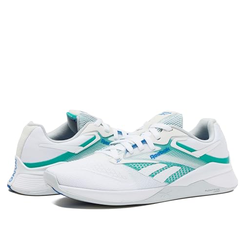 Reebok Women's Nano X4 Cross-Training Shoe, Footwear White/Unleashed Green/Kinetic Blue, 10