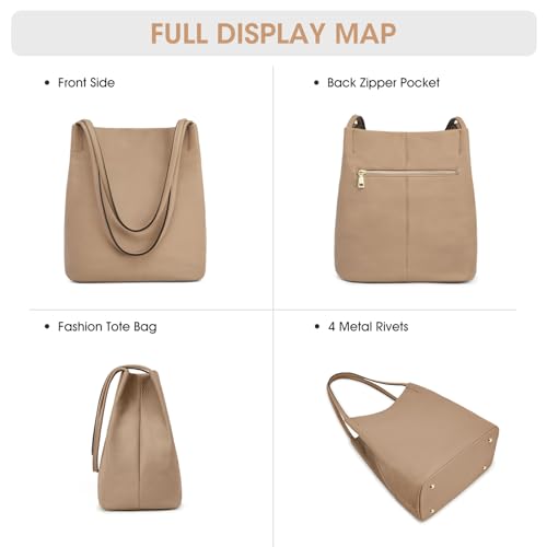 Image of Kattee Women Soft Genuine Leather Totes Shoulder Bag Purses and Handbags with Top Magnetic Snap Closure
