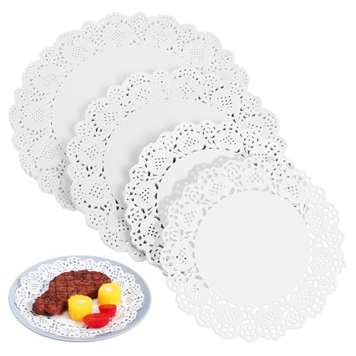 STOBAZA Elegant Lace Flower Bottom Paper Doilies 300ct Absorbent Mats for Tables Placemats and Desserts