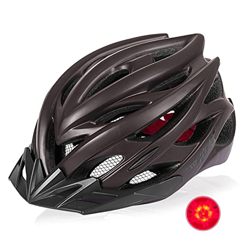 BATFOX 自転車 ヘルメット 大人用 ロードバイク サイクリング ヘルメット 超軽量 高剛性 LEDライト・ヘルメットレインカバー付き 男女兼用 56-61CM