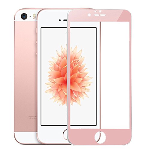 SUPTMAX iPhone SE Screen Protector, iPhone SE 5S Glass Screen Protector Edge to Edge [9H Hardness][Scratch-Resistant] Apple iPhone SE/5/5S/5C Tempered Glass (iPhone SE, Rose Gold)
