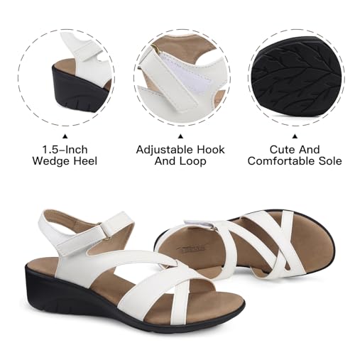 Image of SHIBEVER Wedge Sandals for Women Dressy: Comfortable Low Heel Sandals | Adjustable Casual Dress Shoes with Cushioned Insole and Non-Slip Sole, All-Day Walking