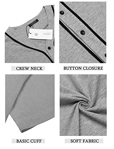 image for COOFANDY Mens Baseball Jersey Button Down T Shirts Hipster Plain Hip H
