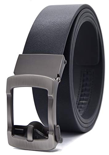 Aventus Men's Holeless Leather Ratchet Click Belt - Trim to Fit (Various Styles and Colors)