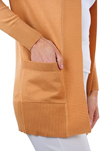 Image of ToBeInStyle Women's Long Sleeve Rib Banded Open Sweater Cardigan