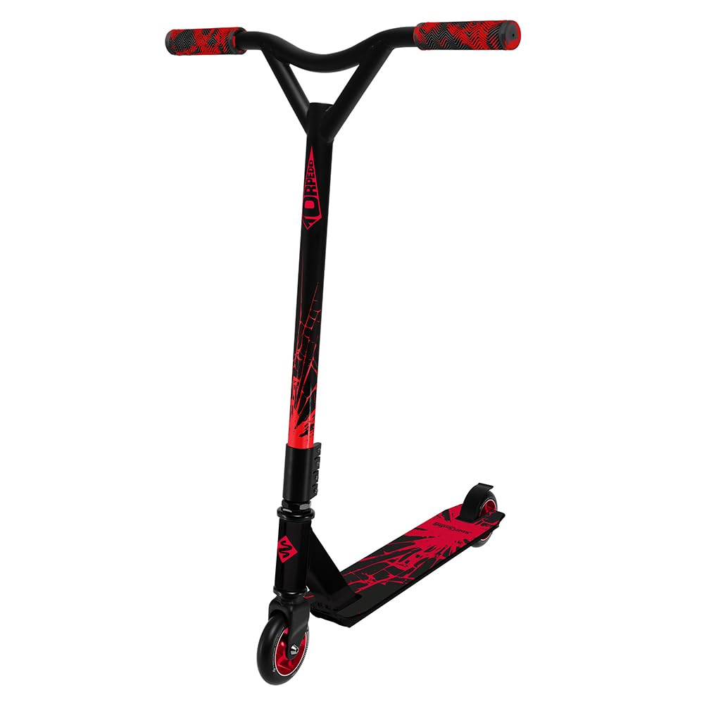 Trottinette d'acrobatie Torpedo Cracked Yellow - Trottinette Freestyle avec Deck en Aluminium 6061, Roues de 100 mm et Roulements ABEC 7 (Rouge)