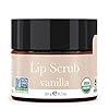 USDA Organic Lip Scrub Vanilla - USA Made All Natural Lip Exfoliator, Moisturizing Scrub for Dry Lips, Lip Scrubber Exfoliator & Sugar Scrub for Smooth Lips, Small Beauty Gifts