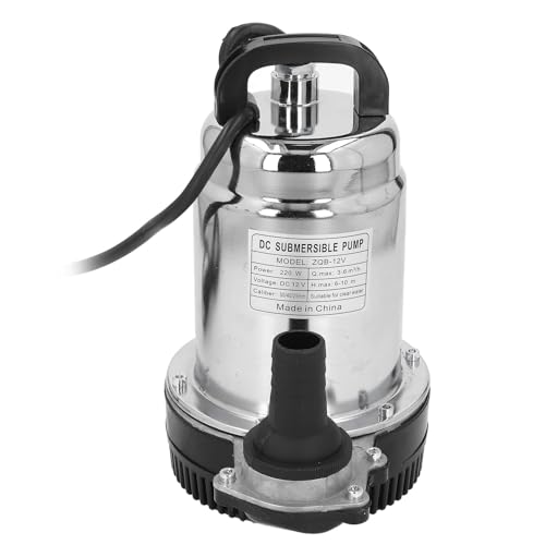 Fafeicy Bomba Sumergible de 220 W CC con Carcasa de Acero Inoxidable y Motor de Cobre, Bomba de Agua de Alta Elevación de 10 M para Acuicultura en Barcos, Estanques de Jardín, Centrífuga de 12 V con
