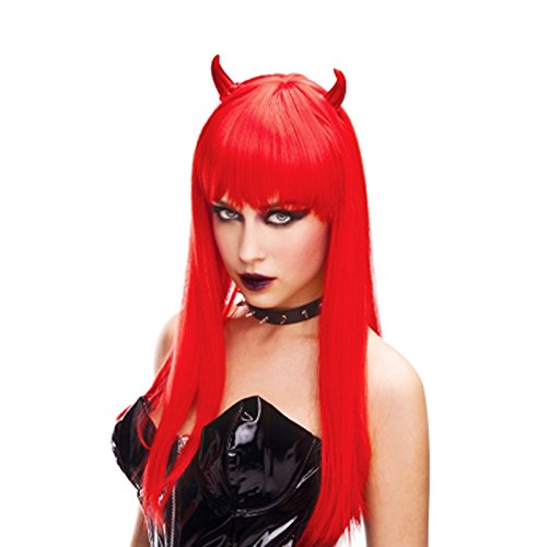 Adorox Red Horn Devil Woman's Wig Demon Angel Halloween Costume Prop