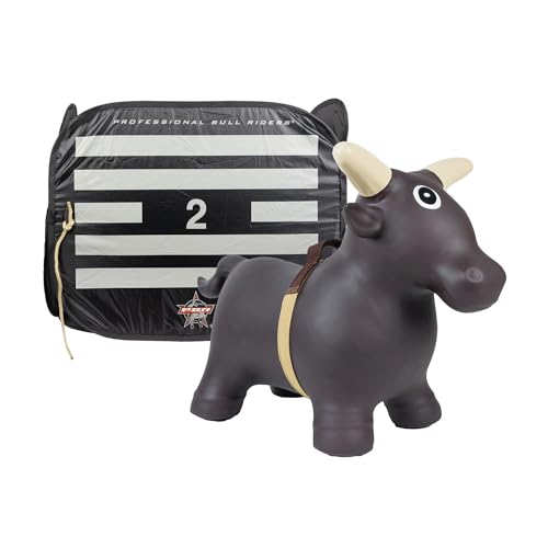 Image of Big Country Toys Lil’ Bucker Bull & PBR Bucking Chute Kids Toys Set, Rodeo Ride On Toys for 18 Months to 3+ Years, Inflatable Bouncy Animals for Toddlers with Pump