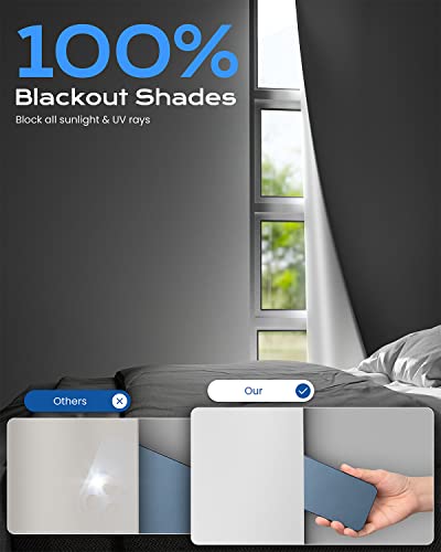 Otuoer 100% Portable Blackout Curtains,Blackout Blinds For Windows 65" X 57",Travel Blackout Shades Strong Self Adhesive And Hook & Loop Tabs Stick On,For Bedroom,Baby Nursery,Travel Use White #TOP6
