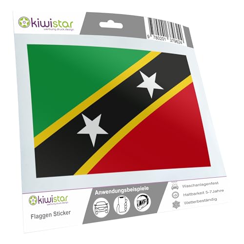 Autocollant pour voiture drapeau Sticker 10 cm de Saint-Christophe-et-Niévès laminé très longue tenue Bar