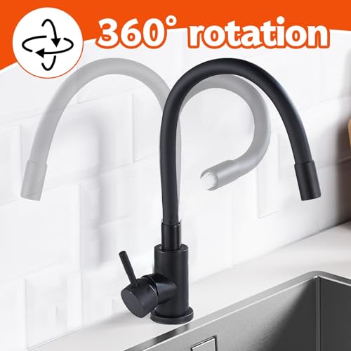 Robinet de cuisine noir d'évier pour îlot central moderne - 3