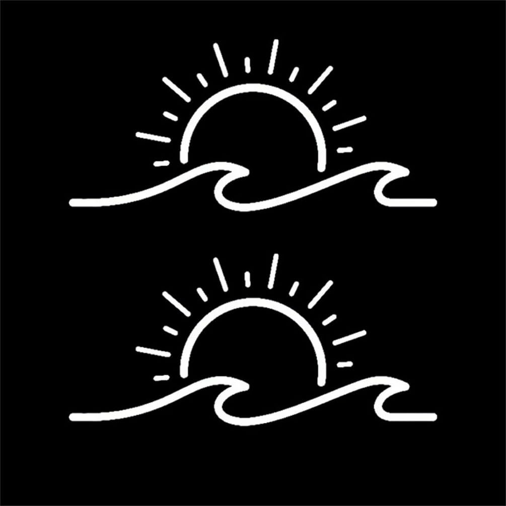2 pegatinas de vinilo de 15 x 7 cm, con diseño de sol y ondas, para parachoques, ventanas, camiones, portátiles, accesorios para vehículos temáticos de playa, AZ277 (blanco) - 4
