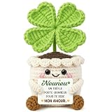 Hakumata Cadeau Nounou, Cadeau Nounou Original   Peluche Positive Trèfle a Quatre Feuilles, Cadeaux Nounous Fin de Contrat, Cadeaux Merci pour Nounous Fête des Mères Anniversaire Noël Remerciement